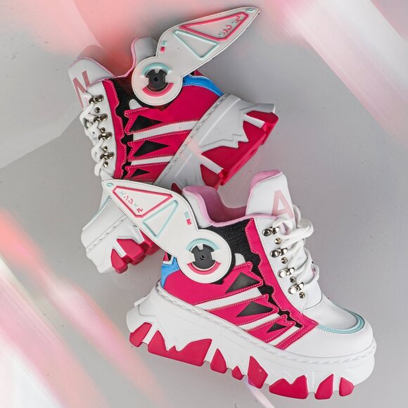 ANTHONY WANG - CYBER ANGEL Mech Pink Platform Sneakers - Picture 12 of 12